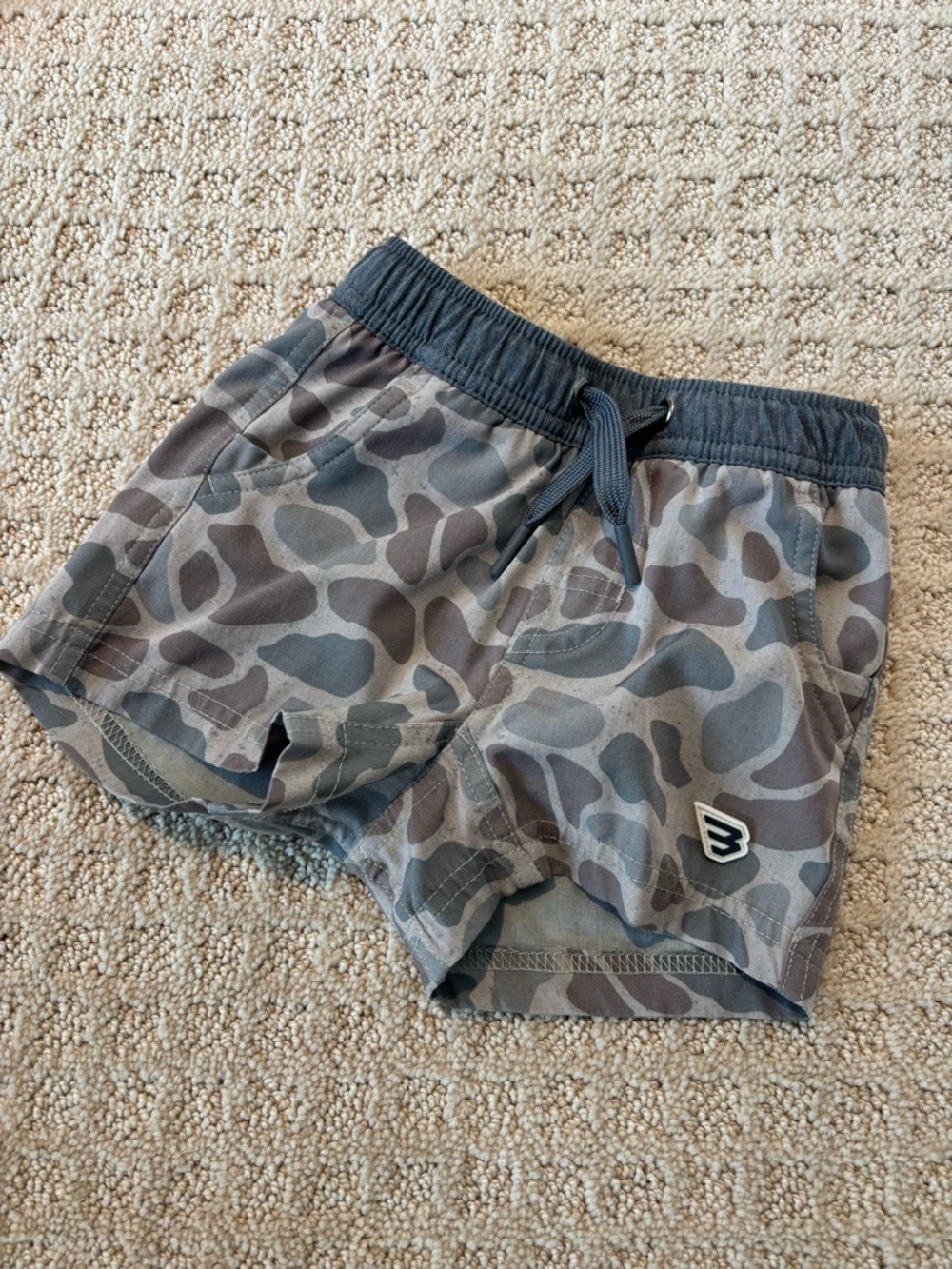 BURLEBO Gray and Olive Camo Kids Shorts